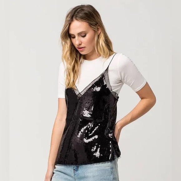 FREE PEOPLE Navy sequin cami top - Picture 8 of 8